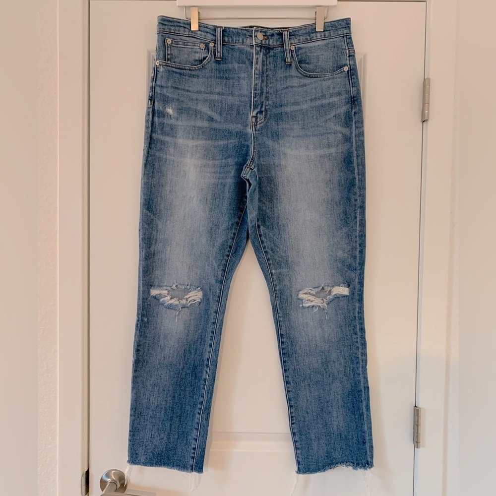 MOVING SALE | Women’s Madewell The High-Rise Slim Crop Boyjean: Knee-Rip Edition